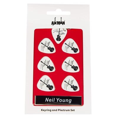 Neil Young Guitar Plectrum Gift Set |  6 Artist Plectrums | 1 Artist Keyring