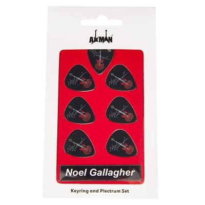 Noel Gallagher Guitar Plectrum Gift Set |  6 Artist Plectrums | 1 Artist Keyring