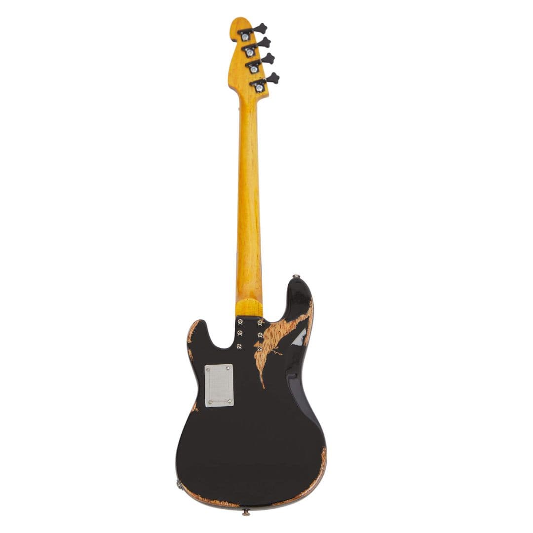 GLOGLOW 3.9" Miniature Yellow Pointed Electric Bass Guitar Model With Stand & Case – Desktop Music Decor