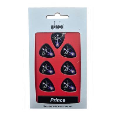 Prince Guitar Plectrum Gift Set | 6 Artist Plectrums | 1 Artist Keyring