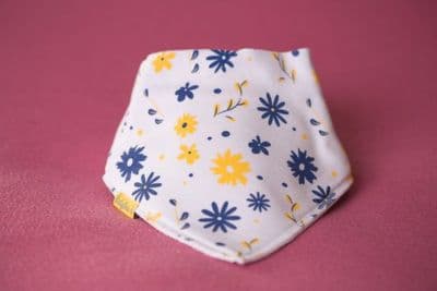 Baby Boo Spring Flowers Organic  Bandana Bib| White