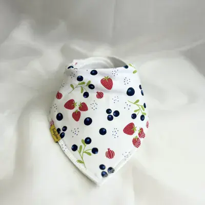Babyboo Forest Berries White Organic  Bandana Bib