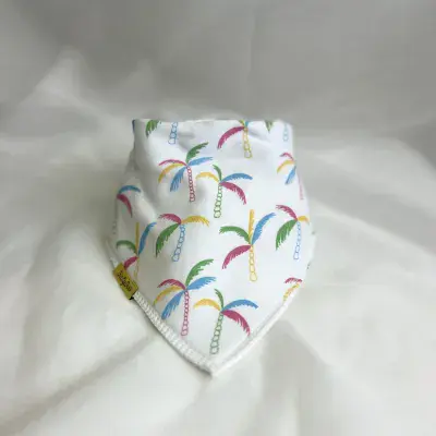 Babyboo Palm Trees White Organic Bandana Bib