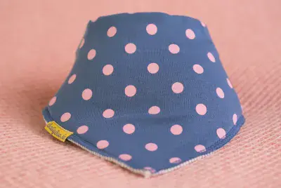 Babyboo Pink Polka On Navy Organic Bandana Bib