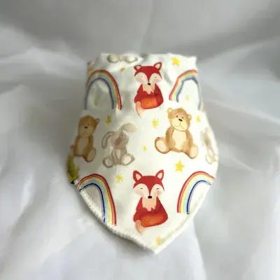 Babyboo Rainbows & Woodland Cream Organic Bandana Bib