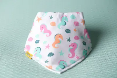 Babyboo Seahorse White Organic  Bandana Bib