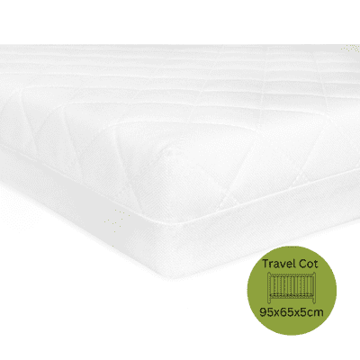 Babylo Quilted Fibre Travel Cot Mattress 96x65x5 cm | White