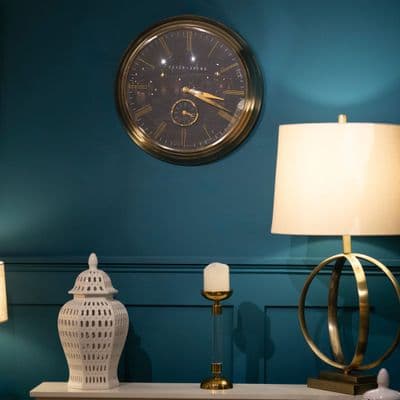 Baker And Brown Clock  49 cm| Black/Gold TL6644