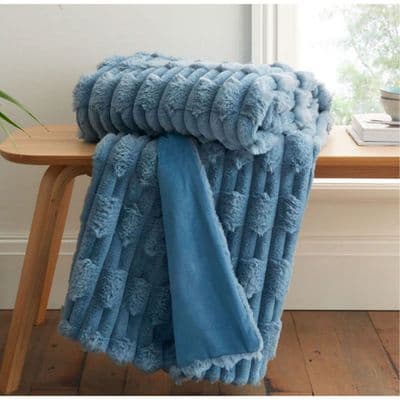Bianca Carved Faux Throw | Blue