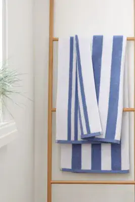 Bianca Reversible Stripe Jacqual Towels| Blue