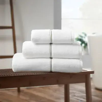 Bianca Zero Twist Satin Stitch Towel| White