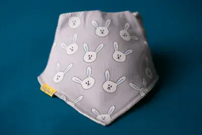 Bunnies  Organic Bandana Bib | Grey