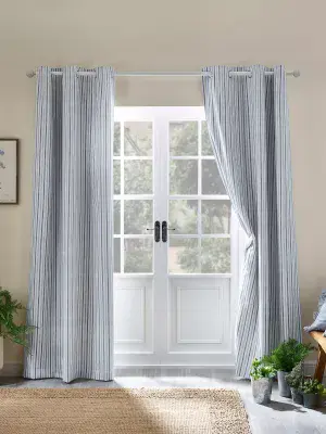 Catherine Landsfield  Logan Eyelet Curtains | Blue