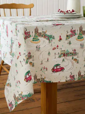 Catherine Lansfield  Christmas Town Table Cloth | Natural