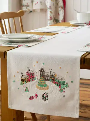 Catherine Lansfield Christmas Town Table Runner | Natural