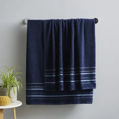 Catherine Lansfield Java Stripe Hand Towel  | Navy