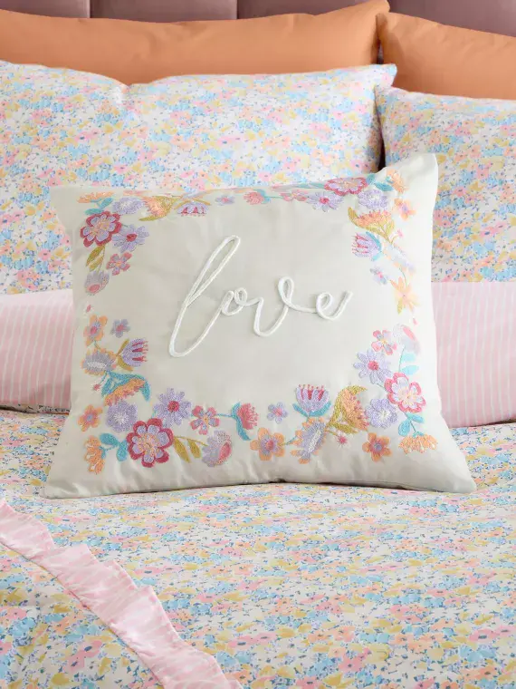 Catherine Lansfield Love Cushion Cover 45x45cm  | Natural