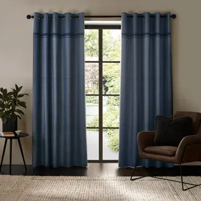 Catherine Lansfield Melville Lined Eyelet Curtains | Blue