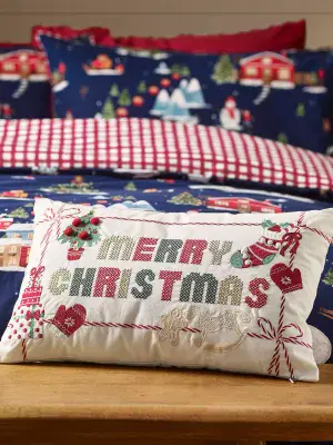 Catherine Lansfield  Merry Christmas Filled Cuahion | Natural
