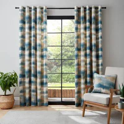 Catherine Lansfield Ombre Texture Thermal Curtains| Teal