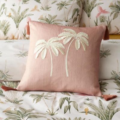 Catherine Lansfield Paradiso Palm Filled Cushion 45x45cm| Clay