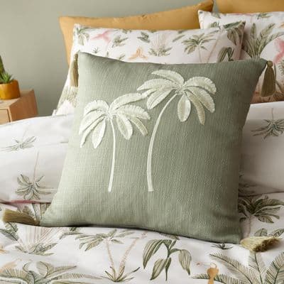 Catherine Lansfield Paradiso Palm Filled Cushion 45x45cm| Sage