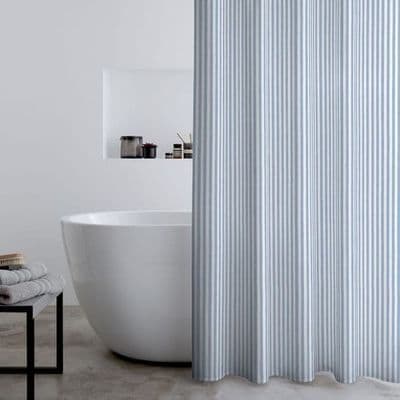 Catherine Lansfield Timeless Stripe Shower Curtain| Blue