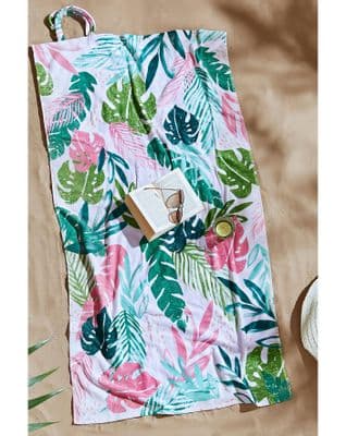 Catherine Lansfield Tropical Beach Bag Towel | Pink