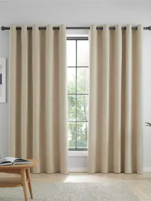 Catherine Lansfield Wilson BO Thermal Curtains| Natural