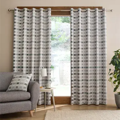 Catherine Lansfield Wilson Check Blackout Curtains | Sage