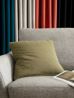 Catherine Lansfield Wilson Velvet Filled Cushion 35x35cm| Olive