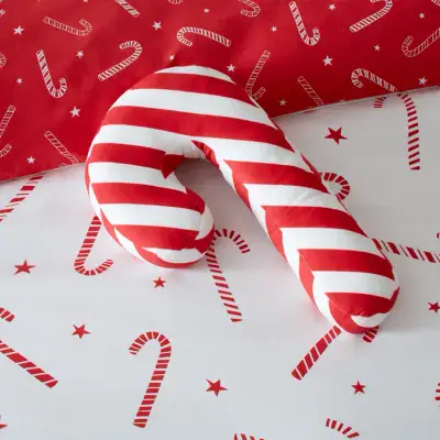 Catherine Lansfield  XMass Candy Cane 3D Cushion 50x30x5 cm| Red