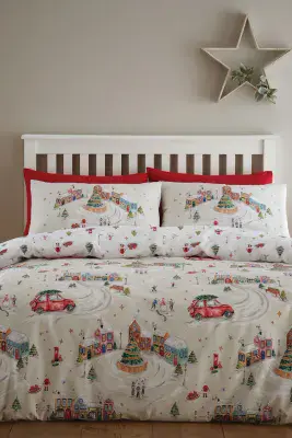 Catherine Lansfield  XMass Town Quilt Set  | Natural