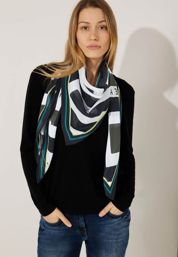 CECIL Loop Scarf Flock Print Black-Burkes-shop