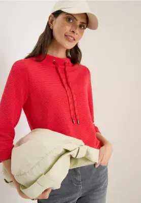 CECIL  Solid Ottoman  Funnel Neck| Red 324048