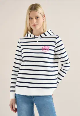 CECIL  Striped Hoody | Blue 303809