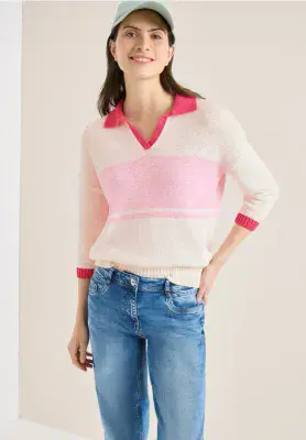 CECIL Tape Yarn Polo | Rose 303816