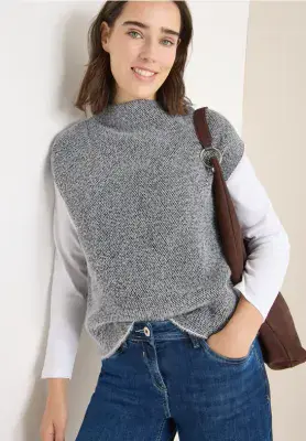 CECIL Two-tone Vest Feather Yam | Grey 303617