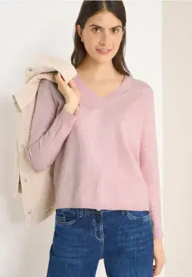 CECIL V-Neck Cosy Short Jumper | Blossom 303545