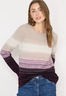 CECILFeather Yarn All Over Print Sweater | Egg Plant 303564