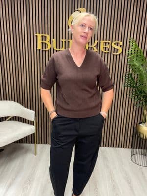 D.E.C.K BY DECOLLAGE Deck Short Sleeve  knit Jumper| Chocolate 57714