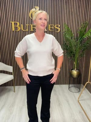 D.E.C.K BY DECOLLAGE Deck Short Sleeve  knit Jumper| Cream 57714