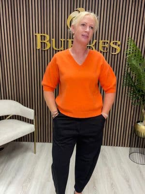 D.E.C.K BY DECOLLAGE Deck Short Sleeve knit Jumper| Orange 57714