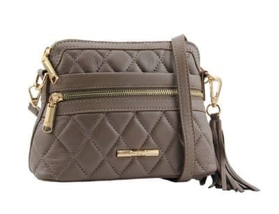Dice Cosmo Quilted Crossbody Bag | Taupe 13D2269