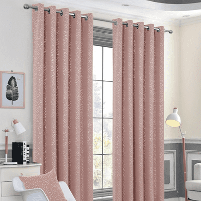 Dotty Blackout Eyelet Curtains Blush