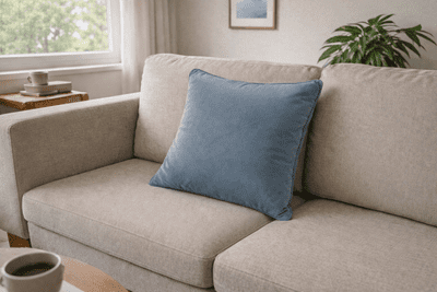 FERVOR + HUE  Plain Soft Velvet Cushion 45x45cm| Light Blue