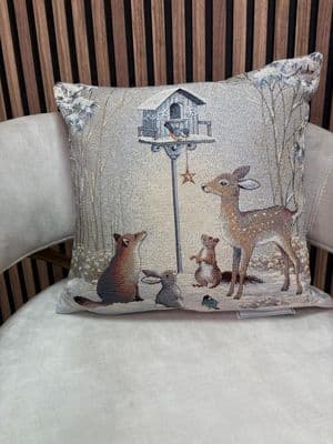 Fullshire Christmas Scene Animals Cushion Cover 43x43cm|Gold