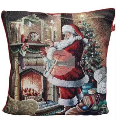 Fullshire Cushion Cover Fireplace Christmas Santa