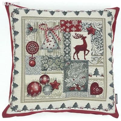 Fullshire Merry Christmas Scene Cushion Cover | Red