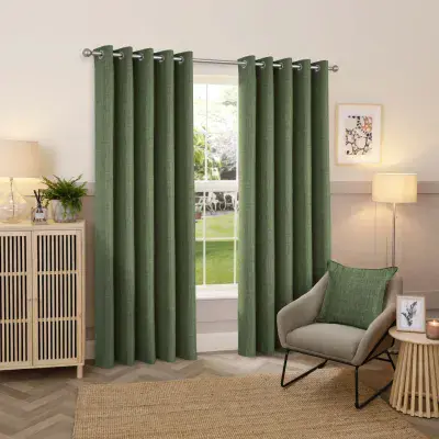 Hickey Calvi Eyelet Curtains | Moss